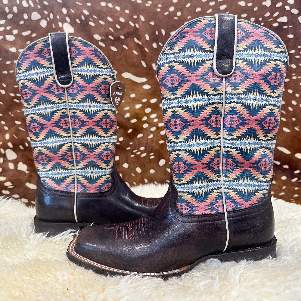 ARIAT X PENDLETON CIRCUIT SAVANNA WESTERN BOOT 8.5/CRACKLED CAFE/B/MEDIUM - Picture 5 of 8